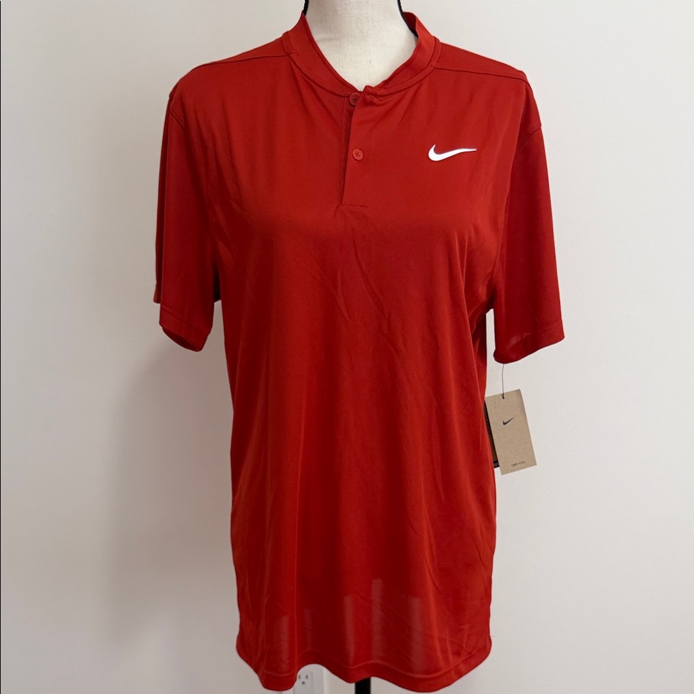 Nike Men's Crimson Red Short-Sleeve Polo with White Swoosh